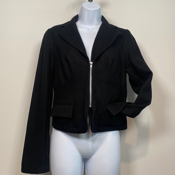 Odds & Evens Black Wool Zipper Closure Blazer - Picture 4 of 10